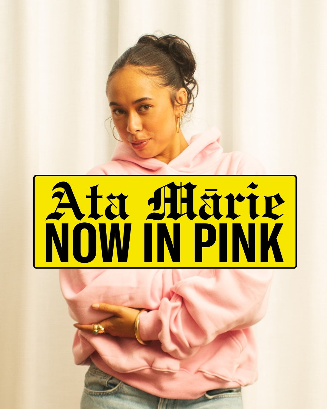 Womens Pink Ata Mārie Heavyweight  Hoodie