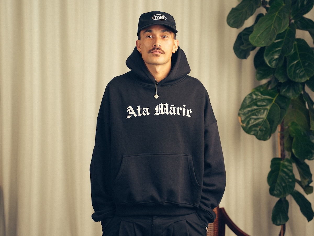 Mens Black Ata Mārie Heavyweight Hood