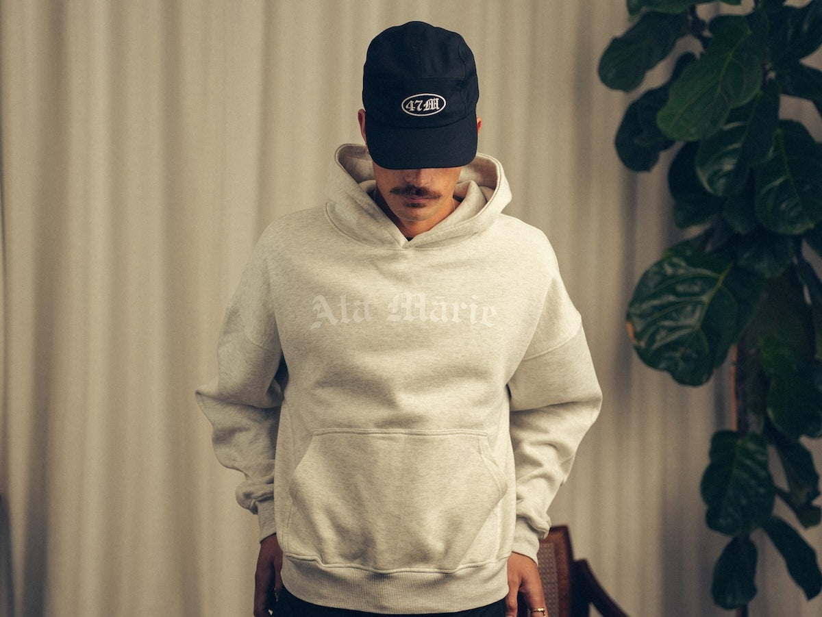 Mens Grey Marle Ata Mārie Heavyweight Hood