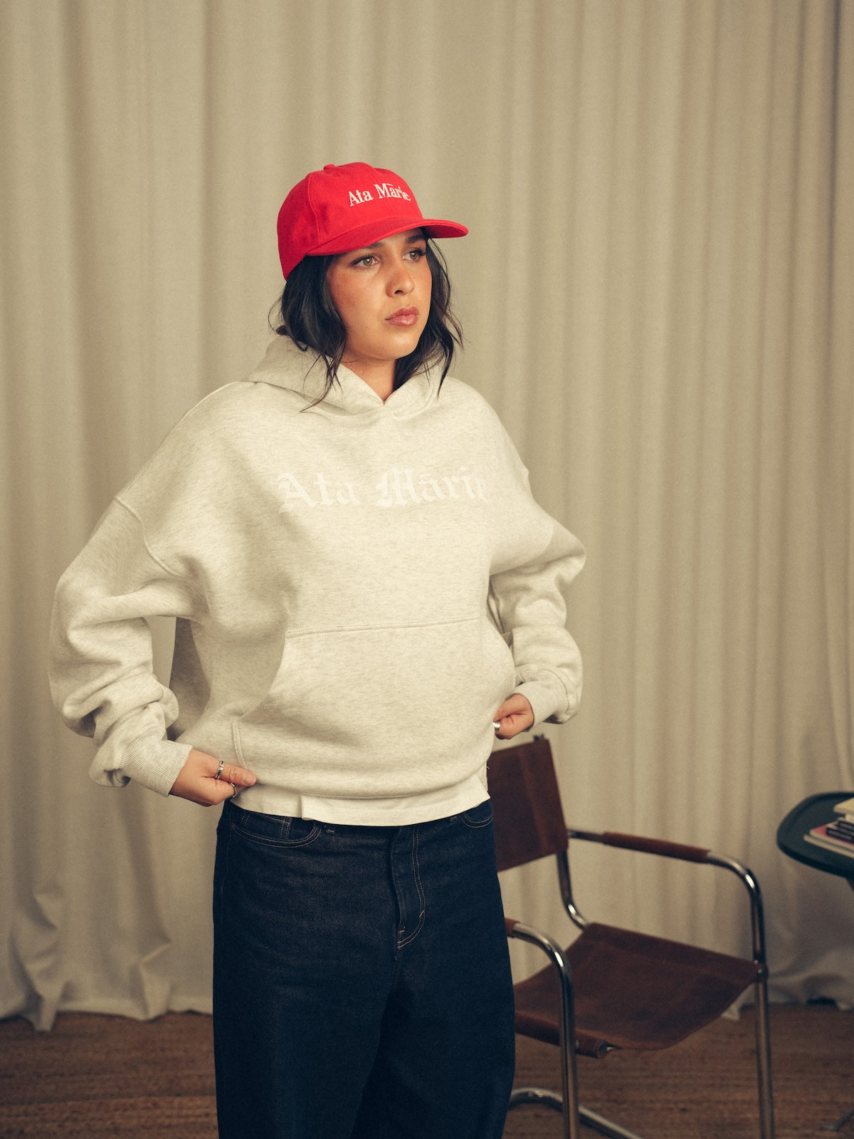 Womens Grey Marle Ata Mārie Heavyweight Hood