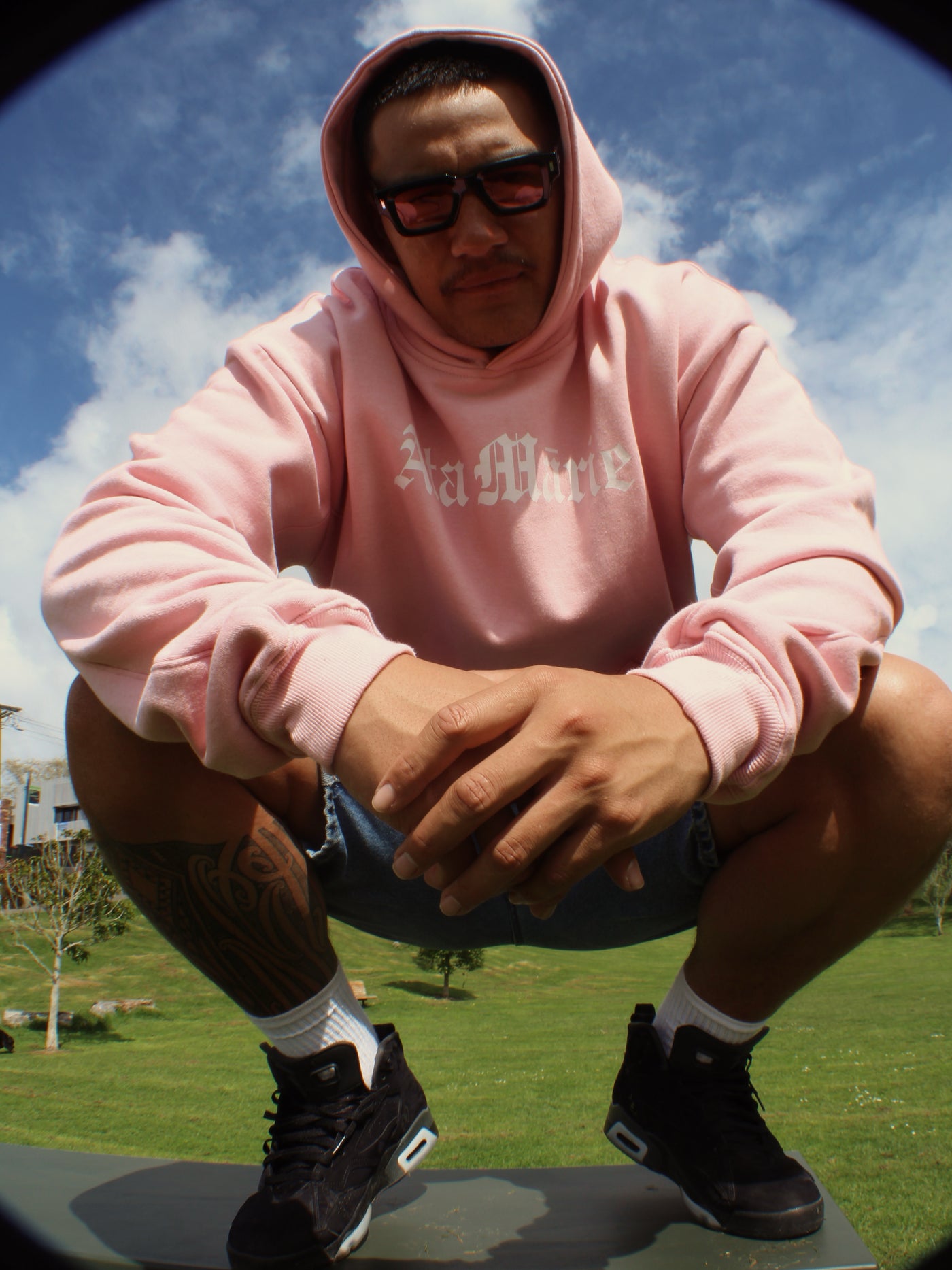 Womens Pink Ata Mārie Heavyweight  Hoodie