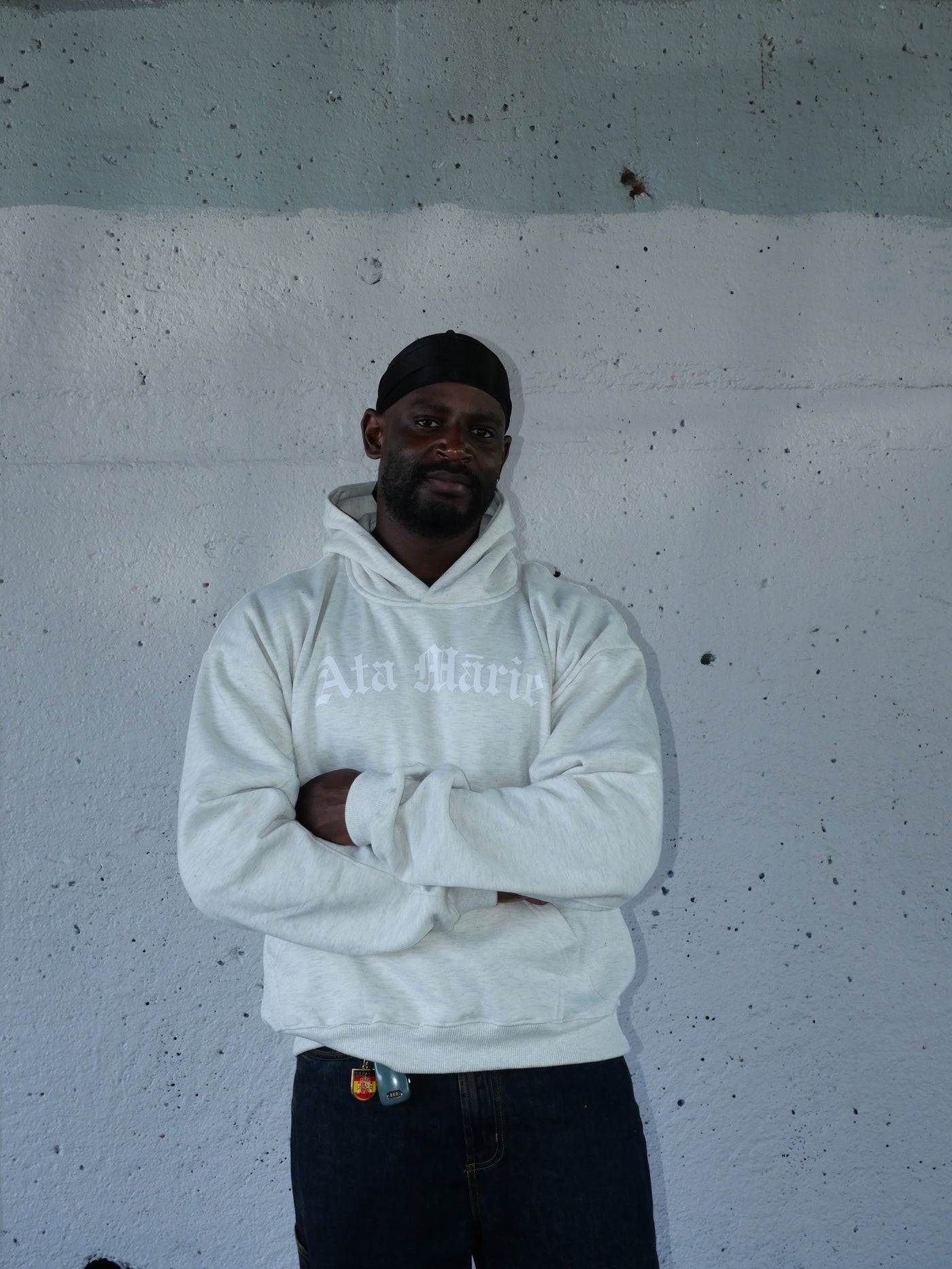 Mens Grey Marle Ata Mārie Heavyweight Hood
