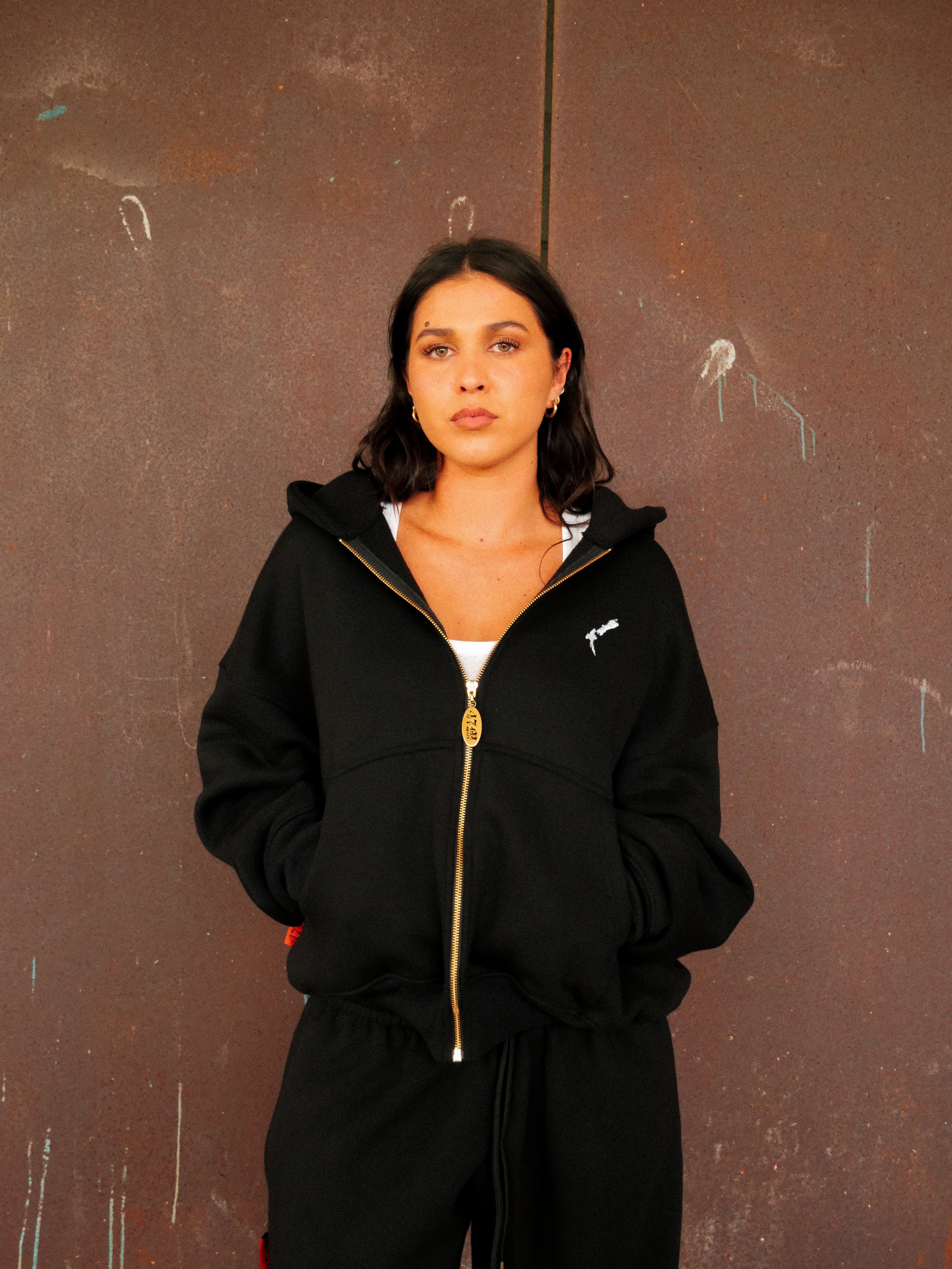 Womens Black Aotearoa Heavyweight Zip Hood