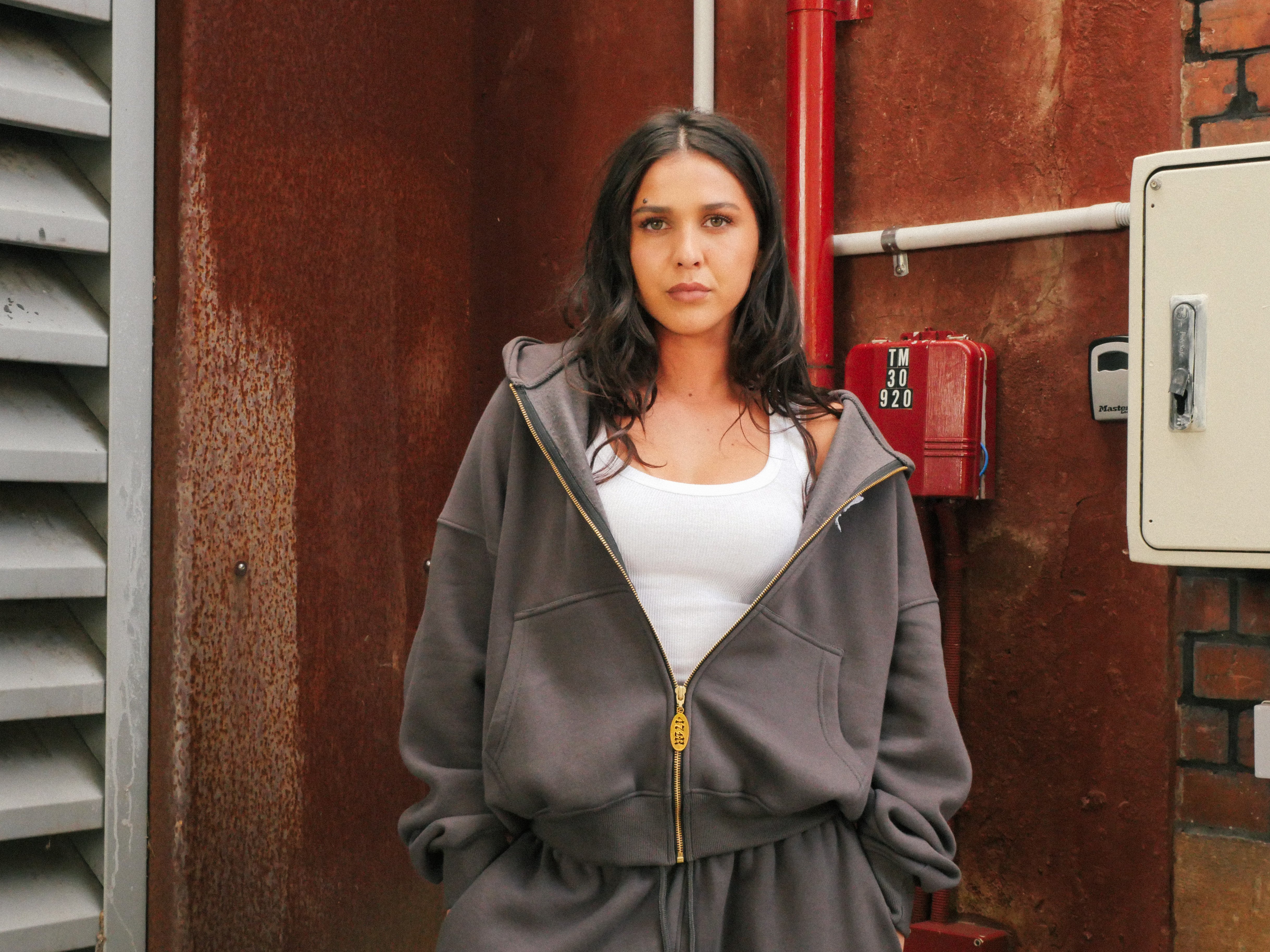 Womens Vintage Grey Aotearoa Heavyweight Zip Hood