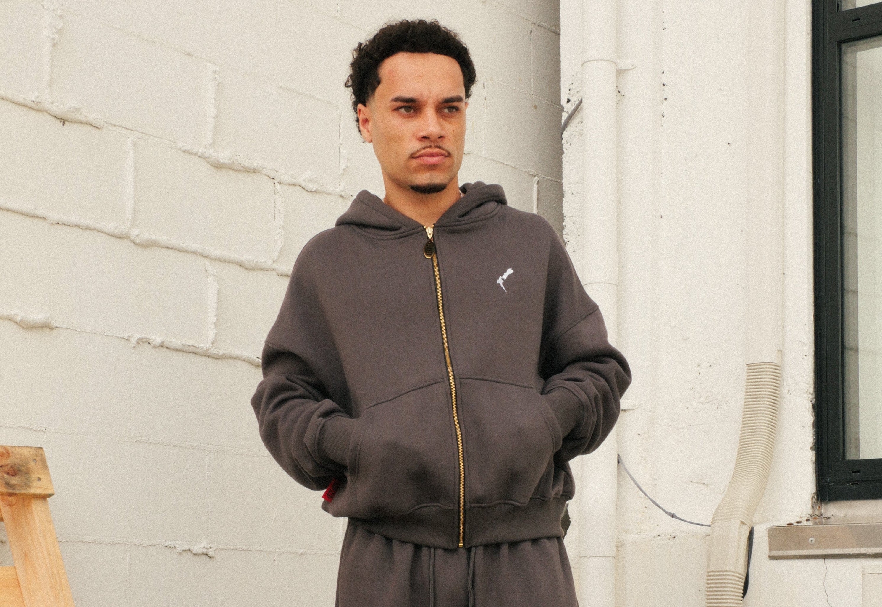 Mens Vintage Grey Aotearoa Heavyweight Zip Hood