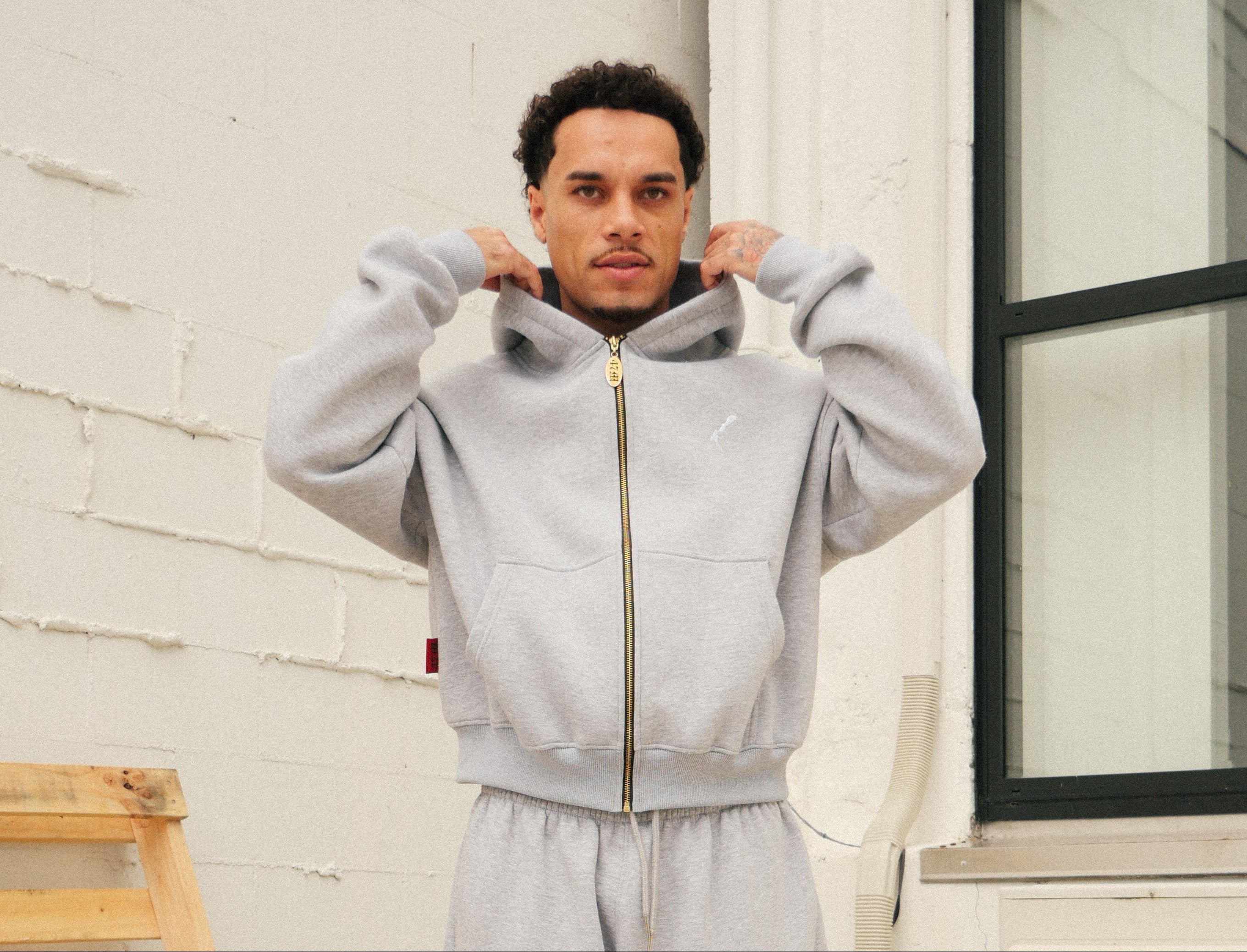 Mens Heather Grey Aotearoa Heavyweight Zip Hood