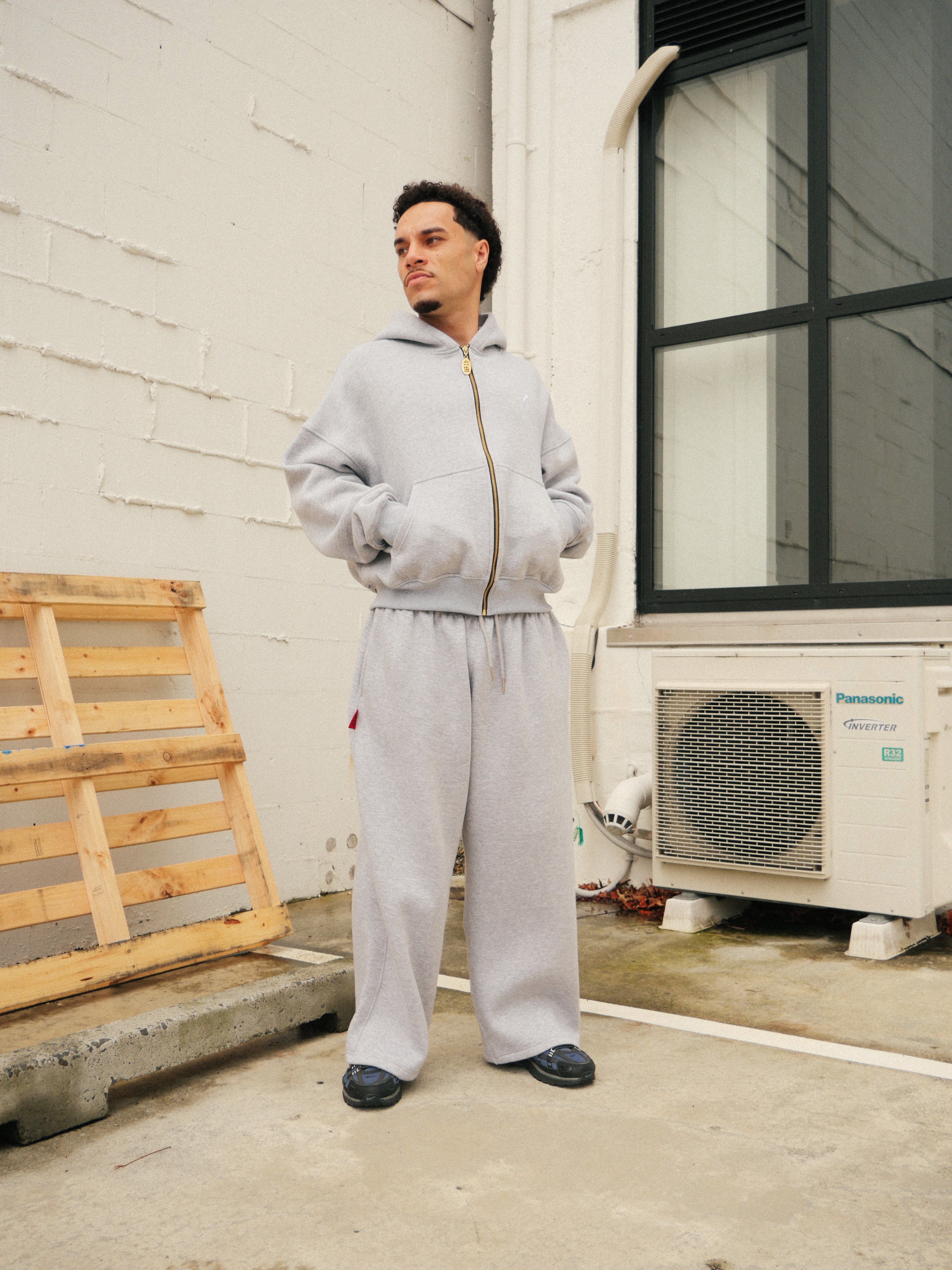 Mens Heather Grey Aotearoa Heavyweight Zip Hood