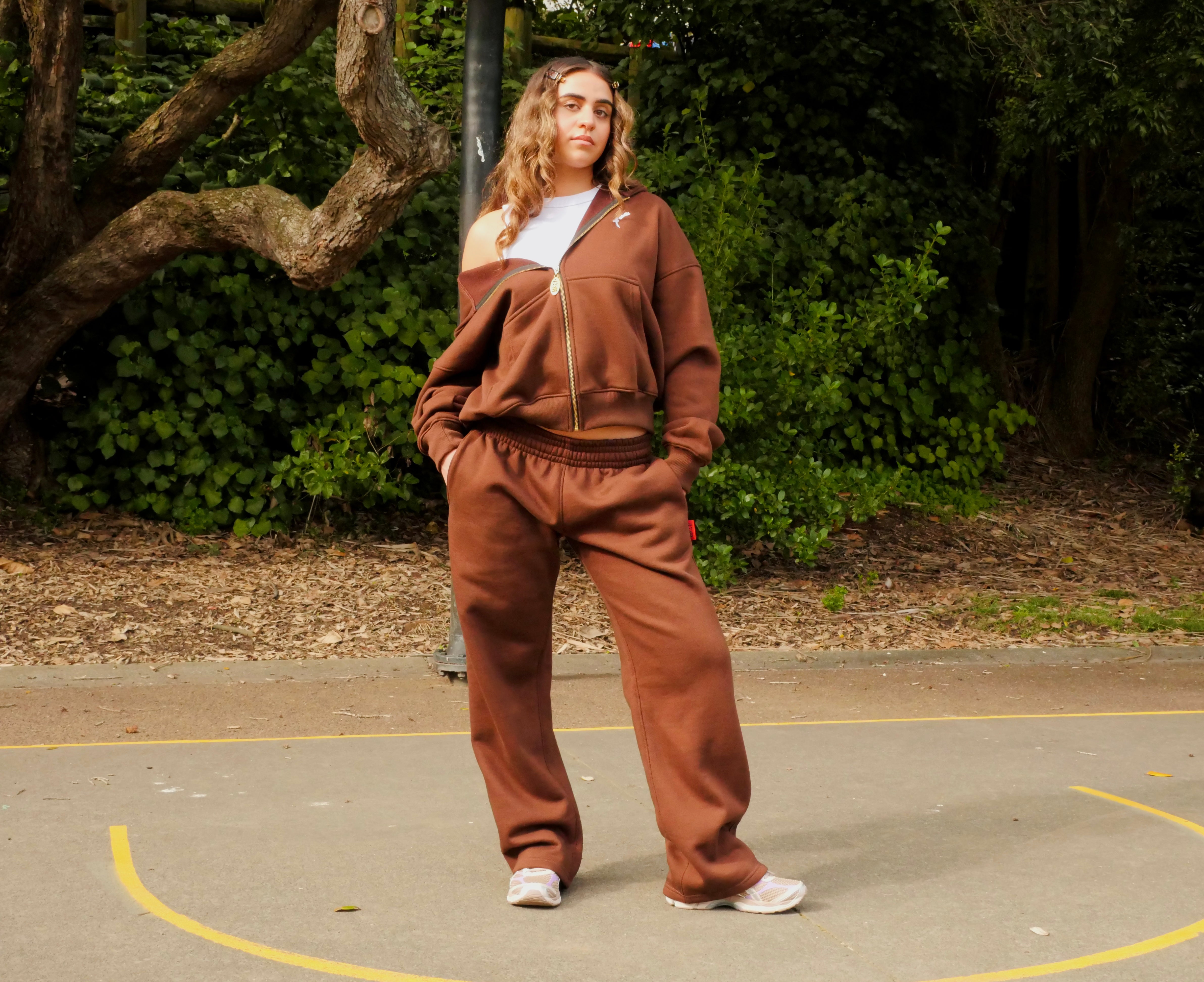 Womens Brown Aotearoa Heavyweight Zip Hood