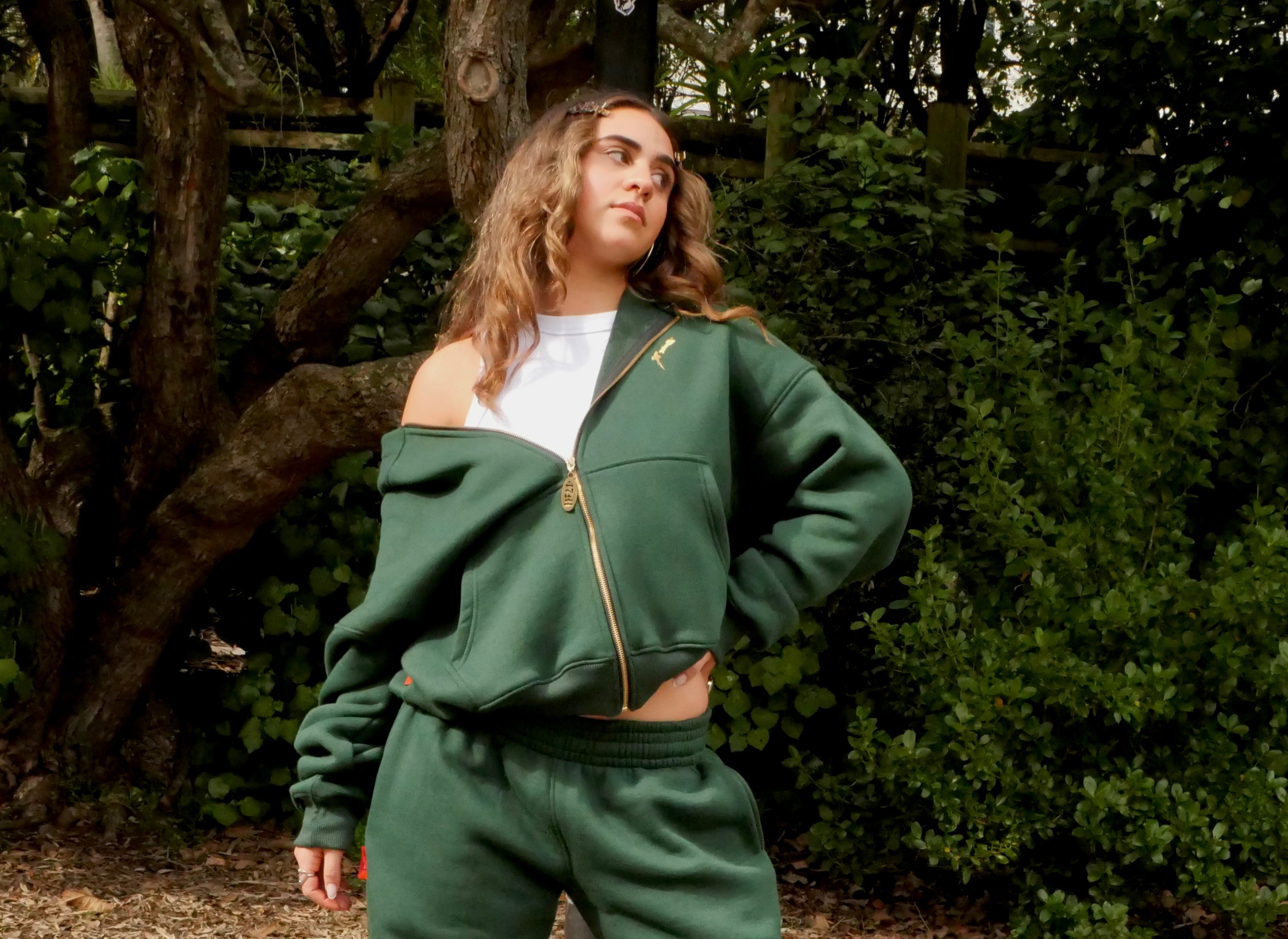 Womens Green Aotearoa Heavyweight Zip Hood