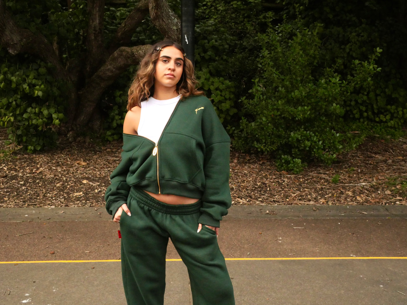 Womens Green Aotearoa Heavyweight Track Pants