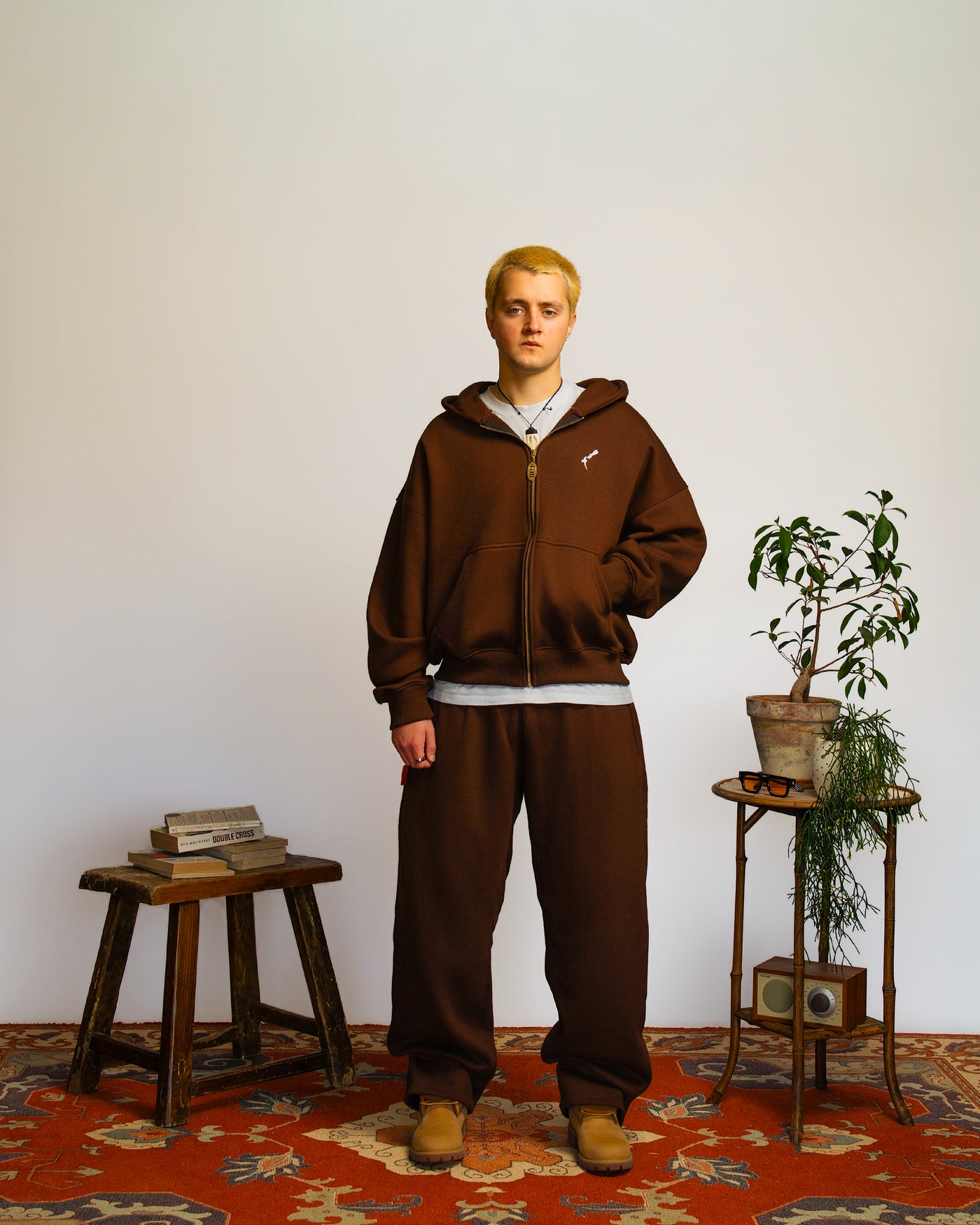 Mens Brown Aotearoa Heavyweight Zip Hood